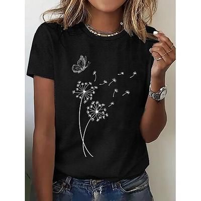 Per donna Maglietta Stampato Floreale Grafico Vintage Elegante Classico Manica Corta Girocollo Top Regolari Quotidiano Weekend Blu Nero Bianco Rosa Estate Primavera