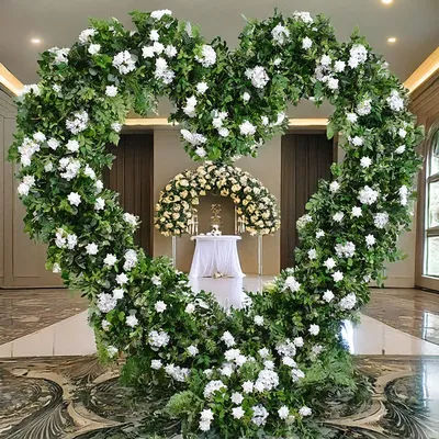 240CM Green Plant Rose Heart-shaped Floral Arrangement Wedding Stage Background Decoration Artificial Hydrangea Flower