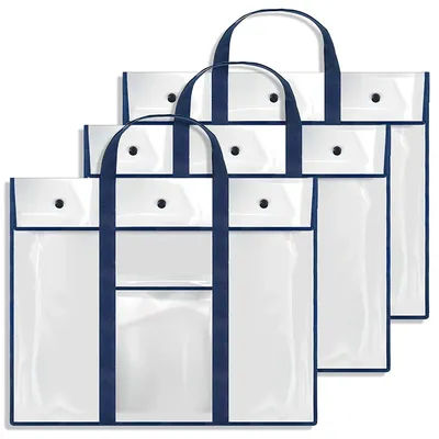 PVC Poster Storage Bag (31.5"×25.5") Bulletin Board Holder Art Portfolio Container for Teachers Classroom Organization