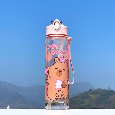 TEMU 1 Piece Of Capibara High-value Cartoon Straw Cup, Cute Student Water Cup, Outdoor Camping, Picnic, Portable Large-capacity, Back-to-, Outdoor Portable, Moisture-retaining, Gift Cup