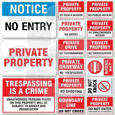 Private Property Waring Metal Sign No Trespassing Do Not Knock No Public Access Stop Boundary Line Private Restricted Road