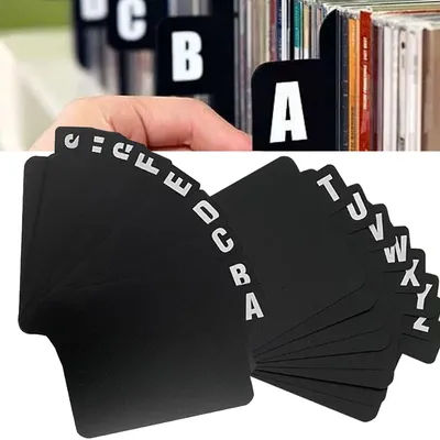 26 Pcs Acrylic Vinyl Record Dividers, A-Z DVD Organizer Dividers, File Dividers with Alphabet Tabs, Cd Record Index Card