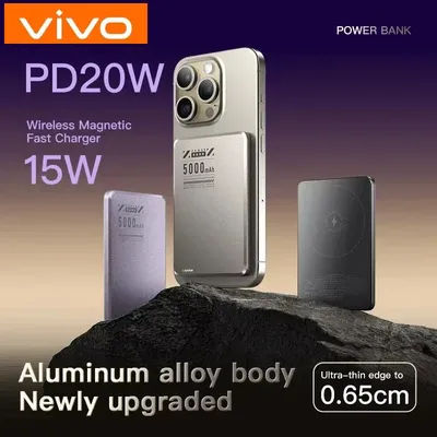 PowerBank magnétique sans fil mince, 5000mAh, chargeur de batterie externe Ultra fin Qi2, charge rapide pour MagSafe iPhone Samsung HUAWEI