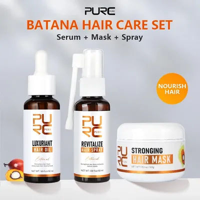 PURC Batana Hair Growth 1-3pcs Set Nourishing Anti Hair Loss Hair Oil & Spray & Mask Treatment Rosemary Oil Biotin Hair Care Set