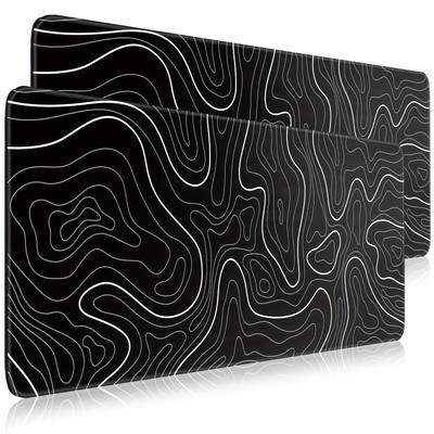 "TEMU [ Build] Large Washable Mouse Pad With Stylish Black & White - Rubber, Rectangular Shape (23.6"x11.8", "x11.8", 35.4"x15.7") For Office Or Home Use, Mouse Pads For Desk"