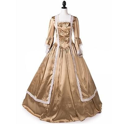 Vintage Rococò Vittoriano Maxi Vestito Costume da festa Mascherata Normale A sbuffo Principessa Cenerentola Shakespeare Pizzo Fiocco Principessa Collo quadrato Costume Per donna Ragazze Halloween