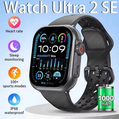 2025 nouvelle montre Ultra 2 montre intelligente hommes femmes 1.85 pouces HD AMOLED plein écran tactile IP68 étanche Bluetooth appel SmartWatch