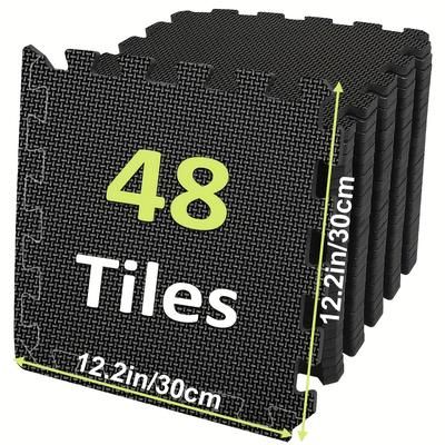 TEMU 48pcs Interlocking Floor Mats, 0.4inch Exercise Mat For Floor, 12.2inx12.2in Eva Gym Floor Mat, Workout Mat Foam Floor Tiles For Home Gym Equipment Garage