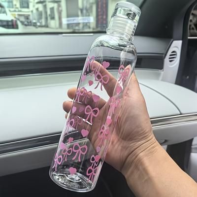 TEMU Durable Plastic Water Bottle With - Shatterproof, Round, Hand Wash Only, Ideal For Outdoor Sports And Festivals, Sports Water Bottle|floral Water Bottle|glossy Finish, Water Bottle