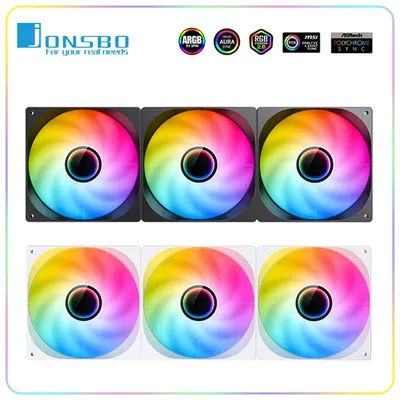JONSBO ZW-140 Computer Case Fan 140mm 4PIN PWM 5V ARGB ZW-140BR CPU Cooling Fan Forward/Reverse Fan Kits