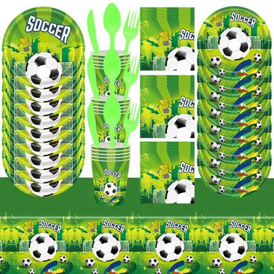 Football Theme Birthday Party Decorations Soccer Balloons Set Paper Plates Napkins Cups Baby Football Sports Party Supplies Boys