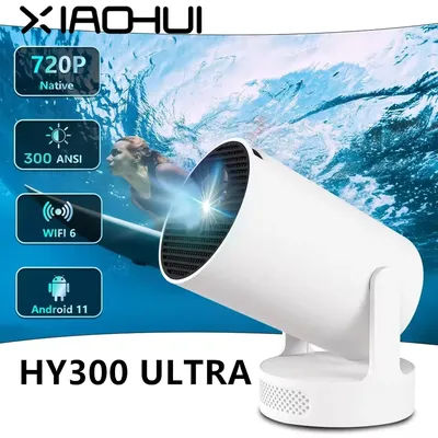 Upgrade HY300Ultra Projector Android11 H713 Ultra Shortthrow Wifi6 BT5.4 HD 720P Home Cinema Outdoor Travel Portable Projector