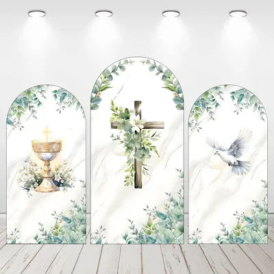 Mehofond Custom 2-Sided God Bless Mi Bautizo First Communion Party Baptism Christening Cover Chiara