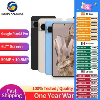 Google Pixel 8 Pro 128G ROM 5G 8pro Unlocked Mobile Phone 6.7" Google Tensor G3 12GB RAM 50MP&Dual 48MP Triple e-Sim cellphone