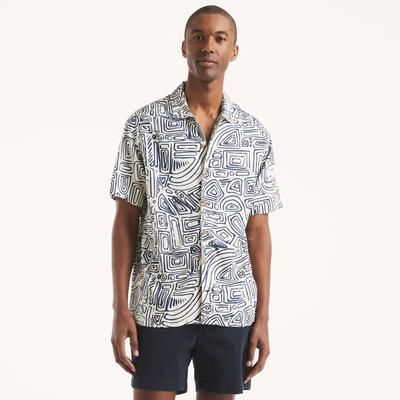 Nautica Men's Beach Boys X Nautica Short-Sleeve Printed Camp Shirt 105 (Egret), L