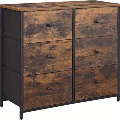 TEMU Chest Of Drawers, 6 Fabric Drawers With Metal Frame, Storage Organiser , Dresser, For Nursery, Bedroom, Hallway