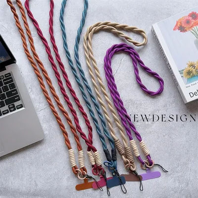 1PCS Twist Nylon Strap Mobile Phone Universal Lanyard Crossbody Rope Mobile Phone Long Lanyard Shoulder Strap Lanyard Neck Rope
