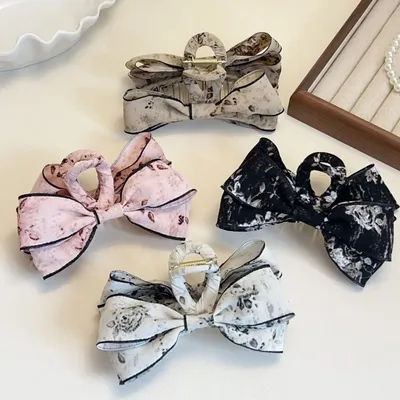 1pc Bow hair clip, women's back of the head, new headwear clip, cute half tie hair clip, shark clip, large size