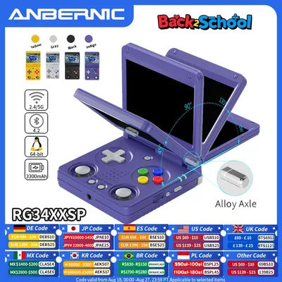 Anbernic RG34XXSP Flip Handheld Game Console 3.4-inch IPS Screen Linux 64-bit 3300mAh WIFI Collapsible Retro Video Gaming Player