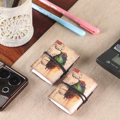 'Pair of Bird-Themed 46-Page Handmade Paper Mini-Journals'