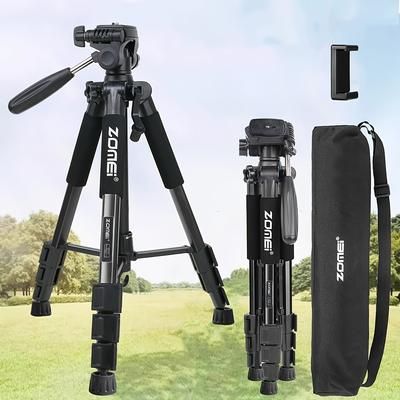 TEMU Zomei 58-inch Aluminum Camera Tripod With Carrying Bag - Adjustable Height, Sturdy Tripod For Dslr, Video Recording, Photography & Vlogging, Black