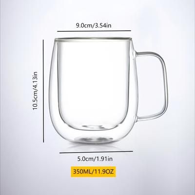 TEMU 2pcs Coffee Cup Heat Resistant Glass Mug Birthday Gift Latte Cappuccino 350ml Milk Cup Juice Water Cup Souvenir Holiday Gift