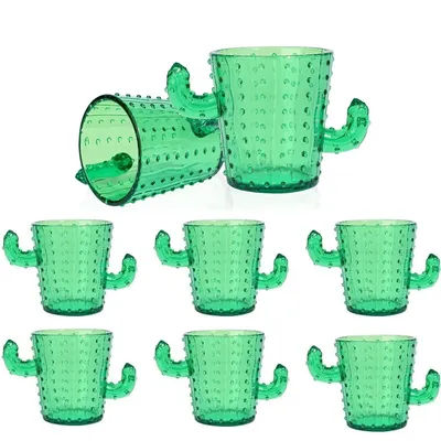 6 PCS Plastic Cactus Shot Glasses Green Cute Cactus Glasses for Tequila Bachelorette, Cinco de Mayo Fiesta Themed Party Supplies