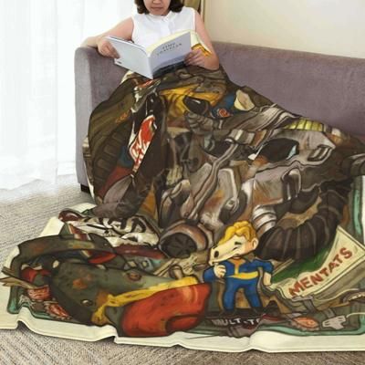 TEMU Radiation Game Theme Printed Flannel Blanket - Suitable For All , Multipurpose 3d Geometric Pattern, Soft Travel Shawl