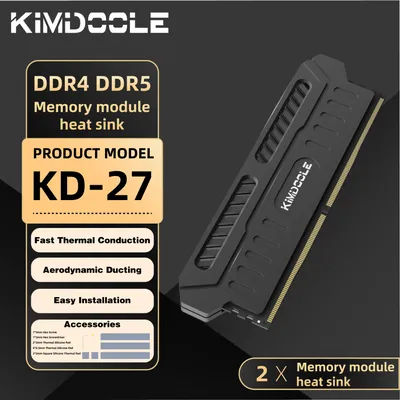 Kimdoole DDR4/DDR5 Aluminum Alloy Memory RAM Cooler Cooling Heatsink Cooling Vest for PC RAM PC Game Overclock Cooler For Ram