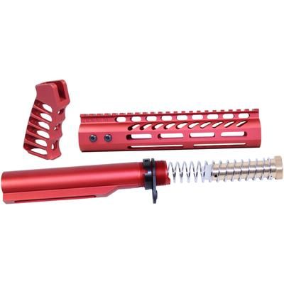 Guntec USA AR-15 9in Pistol Brace Build Kit With Milspec Buffer Tube Anodized Red ULTRA-BBK9-RED