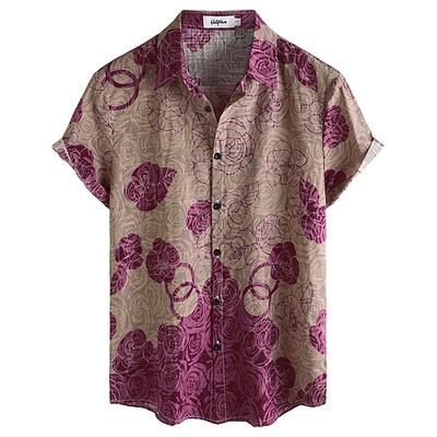 Retrò Vintage Boho Anni '70 Camicia Camicie hawaiane Hippie Floreale Costume Per uomo Halloween Carnevale Festival Musicale Vacanza al Mare Festa a tema retrò Adulti Camicia