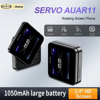 SERVO AUAR11 Rotating Screen Mobile Phone 2G GSM Dual SIM Blacklist Magic Voice FM Radio Speed Dial Torch Mini Sliding Cellphone