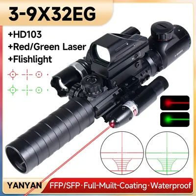 3-9X32EG fusil tactique rouge vert point Laser Combo portée longue portée optique vue réflexe 4 réticule chasse Airsoft portée
