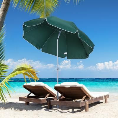 TEMU 2.2m Beach Umbrella, Portable Parasol With Function, Outdoor Sunshade Shelter With 8 Ribs