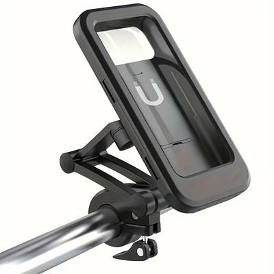 TEMU 1 Piece Of -degree Rotating Universal Waterproof Mobile Phone Holder For Motorcycles, Sturdy And Compatible With Bicycles, In Black, Suitable For Mobile Phone Models.