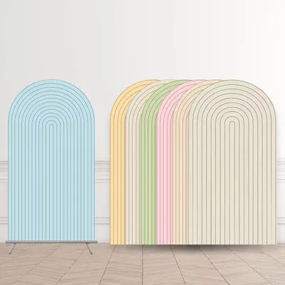 Mehofond Custom 2-Sided Blue Pink Brown Beige Stripe Kids Birthday Party Baby Shower Cover Chiara