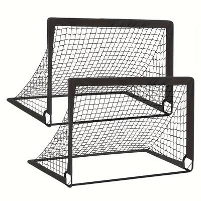 TEMU 2pcs Portable Soccer Goal Nets - Fiberglass, Indoor & Outdoor Pop-up Set For Backyard Play