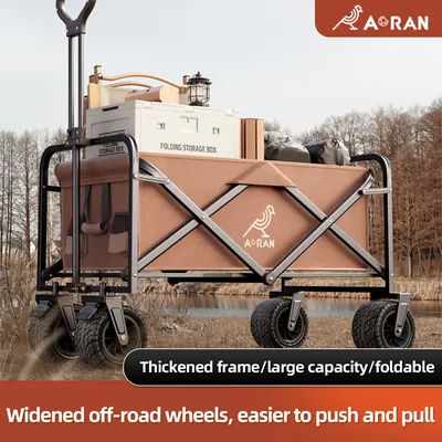 Aoran camping cart foldable trolley outdoor picnic portable hand-pull cart camping trailer camping