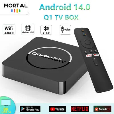Mortal Q1 Smart TV Box Home Theater Android 14 Allwinner H313 Quad Core 5G WIFI 2G16G Bluetooth Support 4K H.265 Netflix Youtube