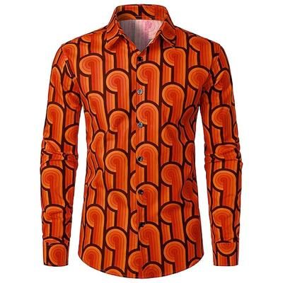 Retrò Vintage Anni '70 Camicia Disco Geometrico Psichedelico Costume Per uomo Halloween Carnevale Festival Musicale Parata dell'Orgoglio Mese dell'orgoglio Adulti Camicia