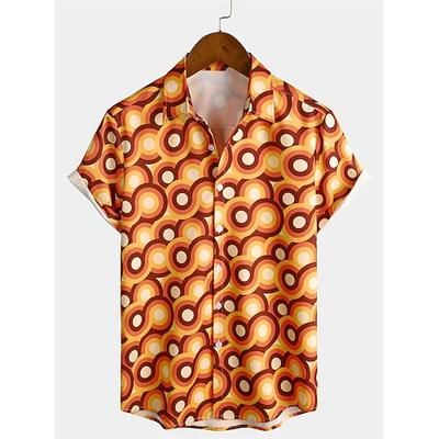 Retrò Vintage Anni '70 Camicia Camicie hawaiane Disco Geometrico Psichedelico Costume Per uomo Halloween Carnevale Festival Musicale Parata dell'Orgoglio Mese dell'orgoglio Adulti Camicia