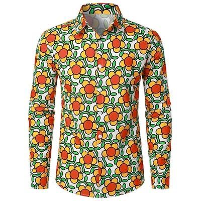Retrò Vintage Boho Anni '70 Camicia Hippie Floreale Costume Per uomo Halloween Carnevale Festival Musicale Festa a tema retrò Adulti Camicia