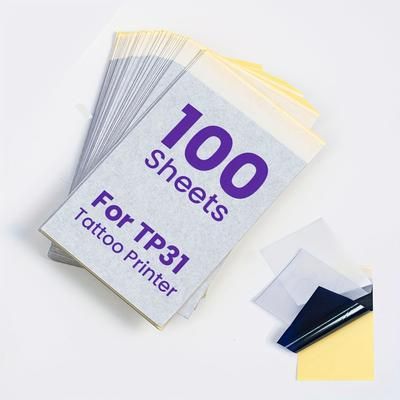 "TEMU Phomemo Tp31 Tattoo Transfer Paper, 3.15"x 5.24" Tattoo Paper For Tp31 Mini Tattoo Stencil Printer, 100 Sheets"