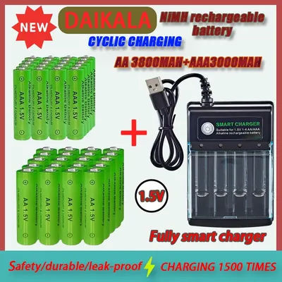 Batterie Rechargeable originale 1.5V AA9800mAh + AAA8800mAh + chargeur pour ordinateur horloge Radio jeu vidéo appareil photo numérique AA AAAbattery