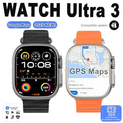 2025New DT Ultra 3 Pro Google carte NFC SmartWatch 32G mémoire musique vidéo NFC Bluetooth appel étanche SmartWatch pour Android iOS