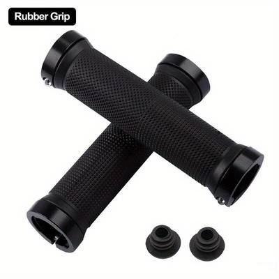 TEMU Mtb Alloy Lock Bilateral Lock Handlebar Grips - Anti-slip Rubber Sleeve For Bicycle, Black With Colorful End Caps, Accessories, Bicycle Grip Upgrade|ergonomic Grip Design|silicone Material