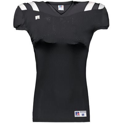 Russell Athletic R0100M Canton Football Jersey T-Shirt in Stealth/White size XL | Polyester/Spandex Blend