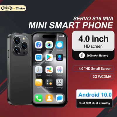 SERVO S16 Mini Ultra Small 3G Smartphone Android10 OS 2GB+16GB Google Play GPS 4.0"Full Screen Tiny Smart Phone Dual SIM Standby