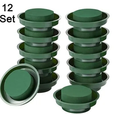 "12 bols d'arrangement de fleurs ronds en mousse humide verte, 4.72" - Boue florale absorbante à l'eau - Idéal pour la décoration de mariage et de fête DIY