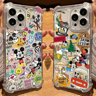 Cartoon Mickey Minnie Anti Fall Clear Phone Case For Xiaomi Redmi 14C 13C 12C K50 K40 Note 14 13 12